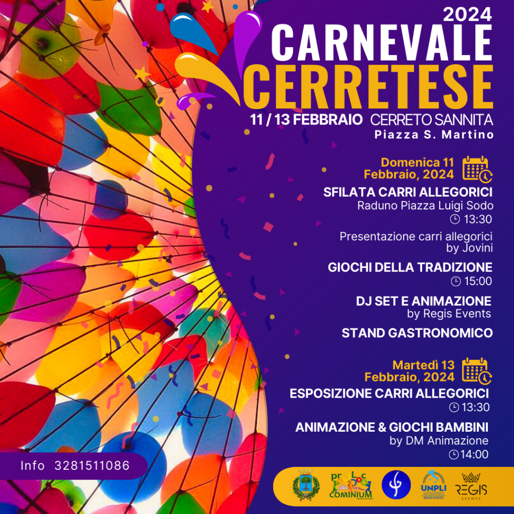 Carnevale Cerretese 2024: domenica 11 e martedi 13 Febbraio