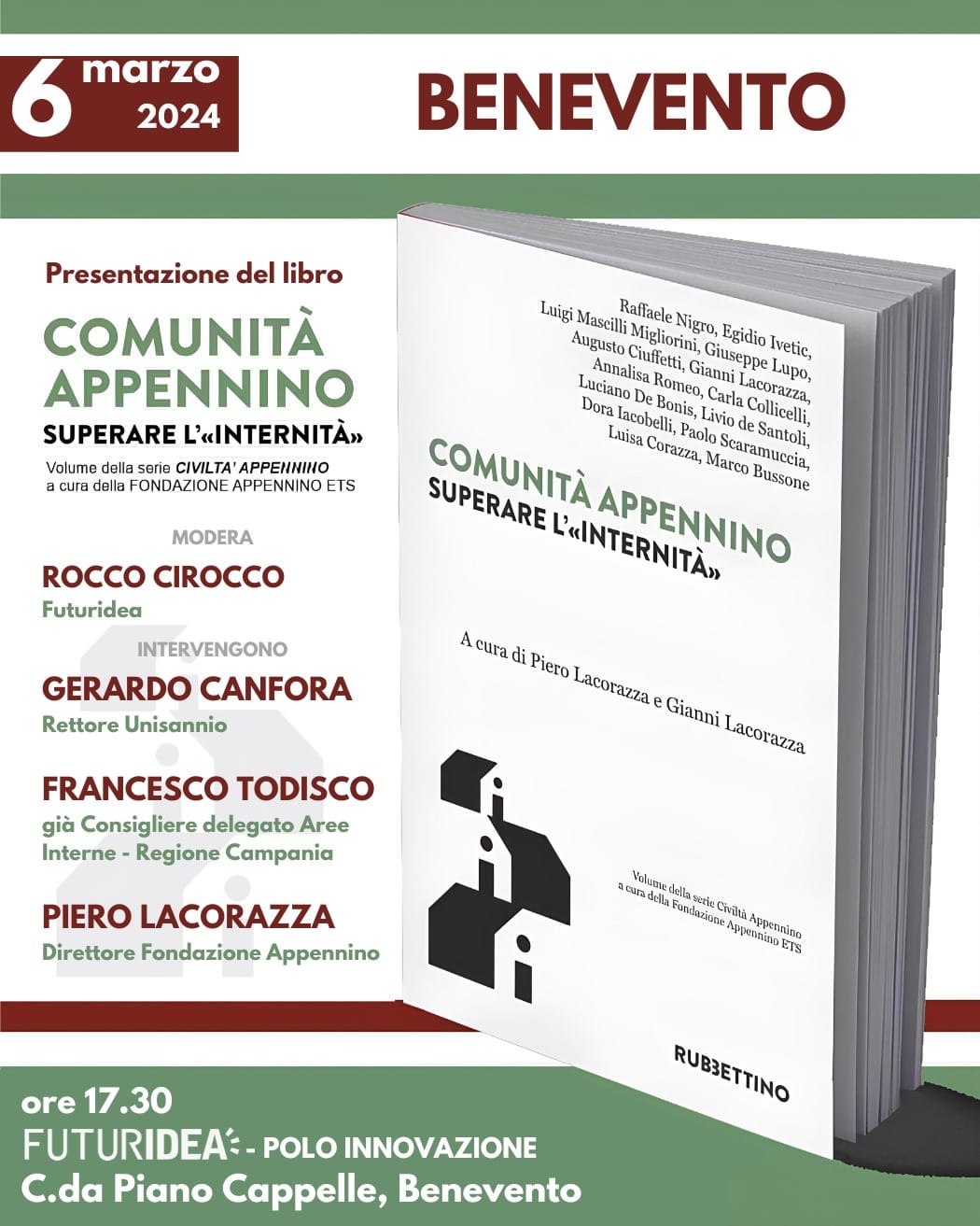Futuridea domani 6 marzo presenta il volume Comunità Appennino – Superare “l’Internità”